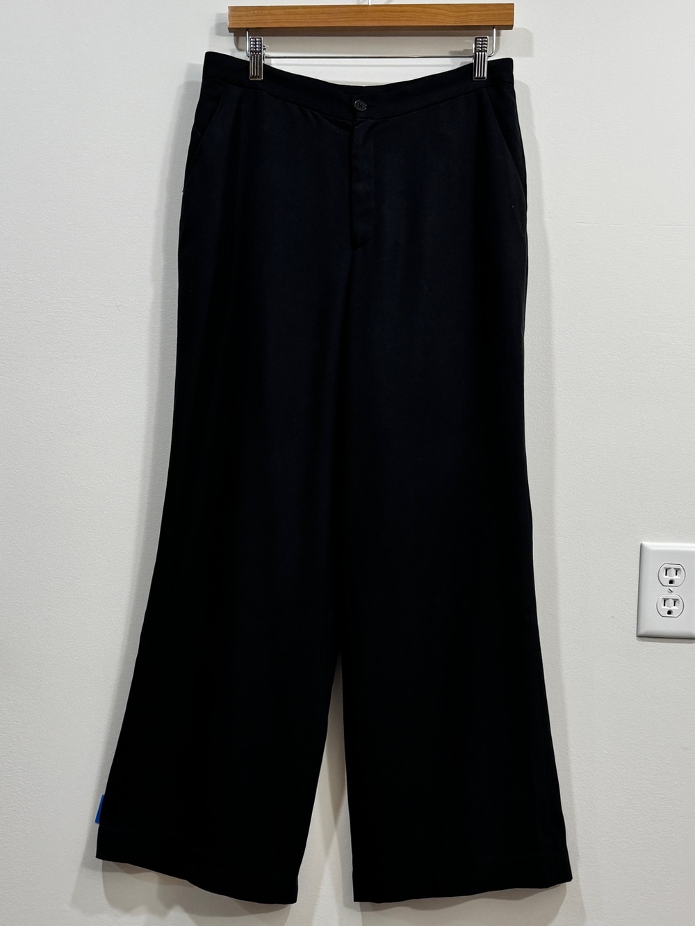 Lauren Ralph Lauren Petite Black 100% Silk Wide Leg Trousers Size 10P